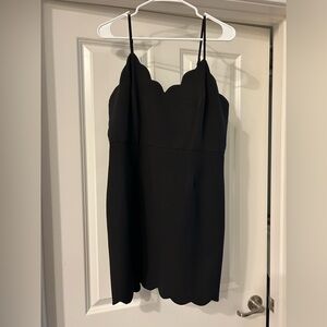 Aqua Black Scalloped Cocktail Dress